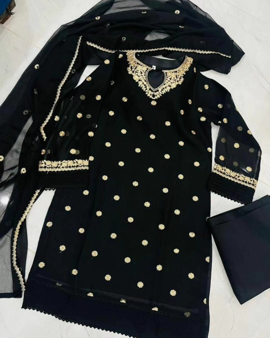 3 Pes Dress For Women And Young Girls Unique And Elegant Premium Quality Embroidered