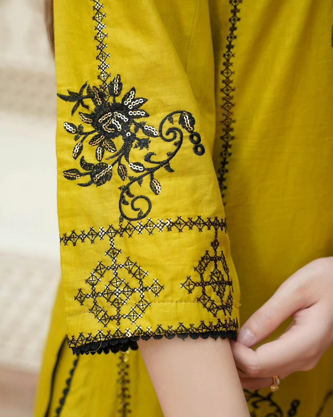 2-Piece Stitched Sequence Embroidered Dress Premium Quality
