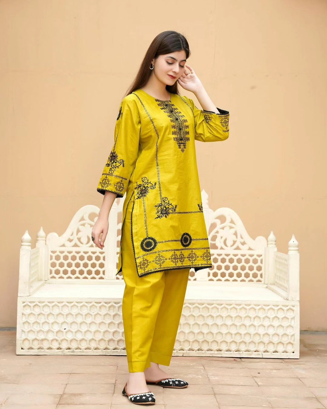 2-Piece Stitched Sequence Embroidered Dress Premium Quality
