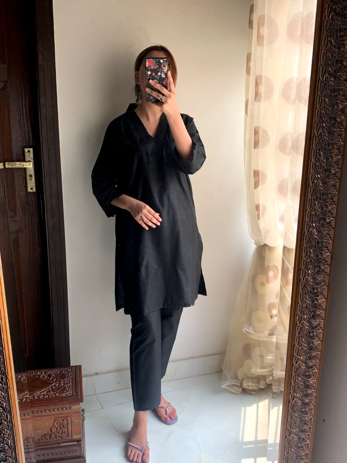 Plain Black 2-Piece Stitched Dress Premium Quality