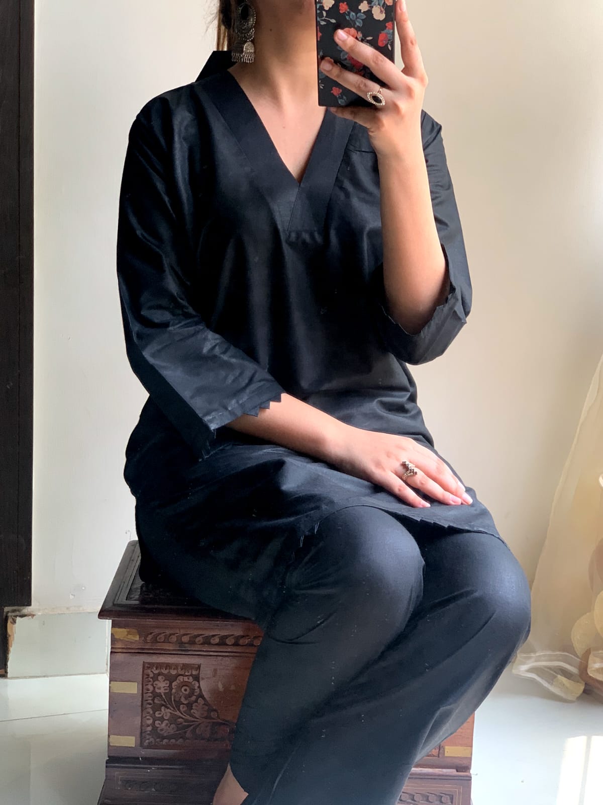 Plain Black 2-Piece Stitched Dress Premium Quality