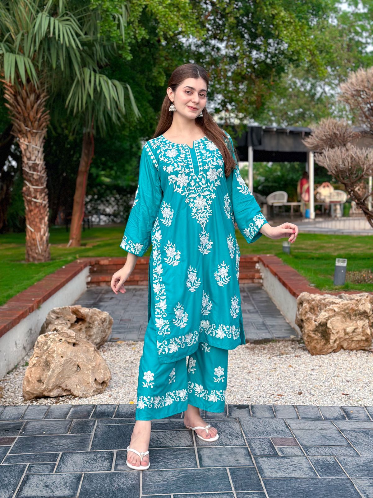 Indian Chicken Kari Long Length 2-Piece Stitched Dress Premium Quality