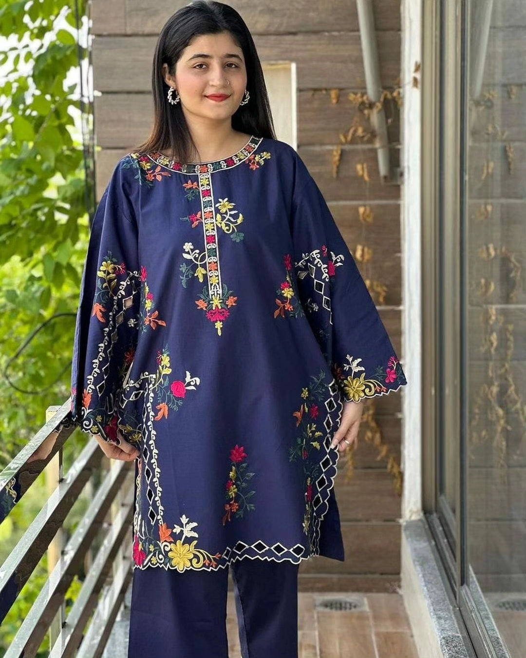 Khadi Net Long Length 2-Piece Stitched Dress Premium Quality