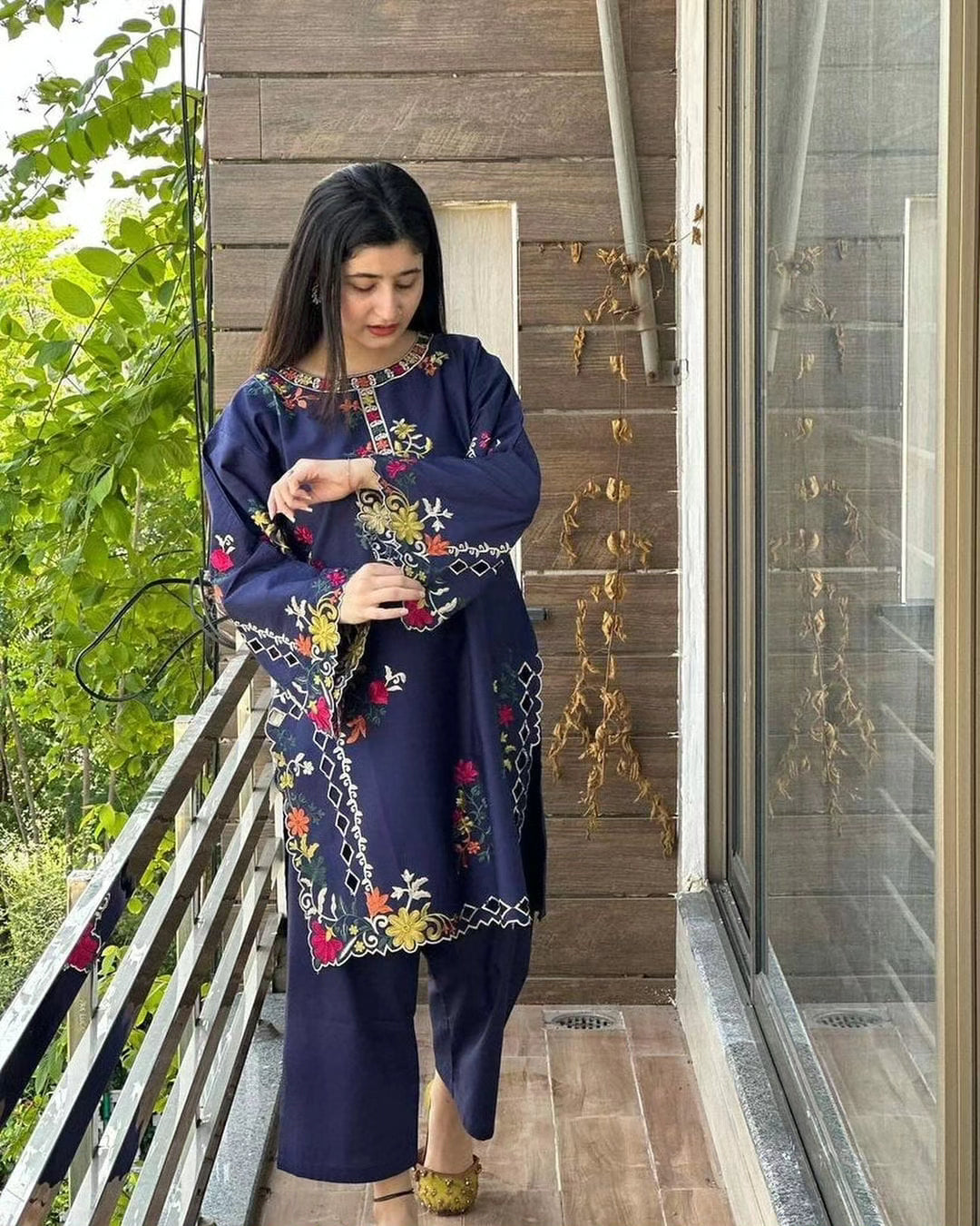 Khadi Net Long Length 2-Piece Stitched Dress Premium Quality