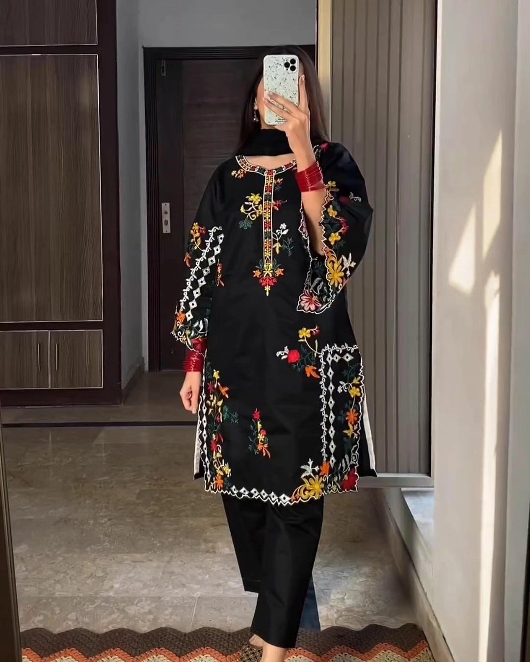 Khadi Net Long Length 2-Piece Stitched Dress Premium Quality