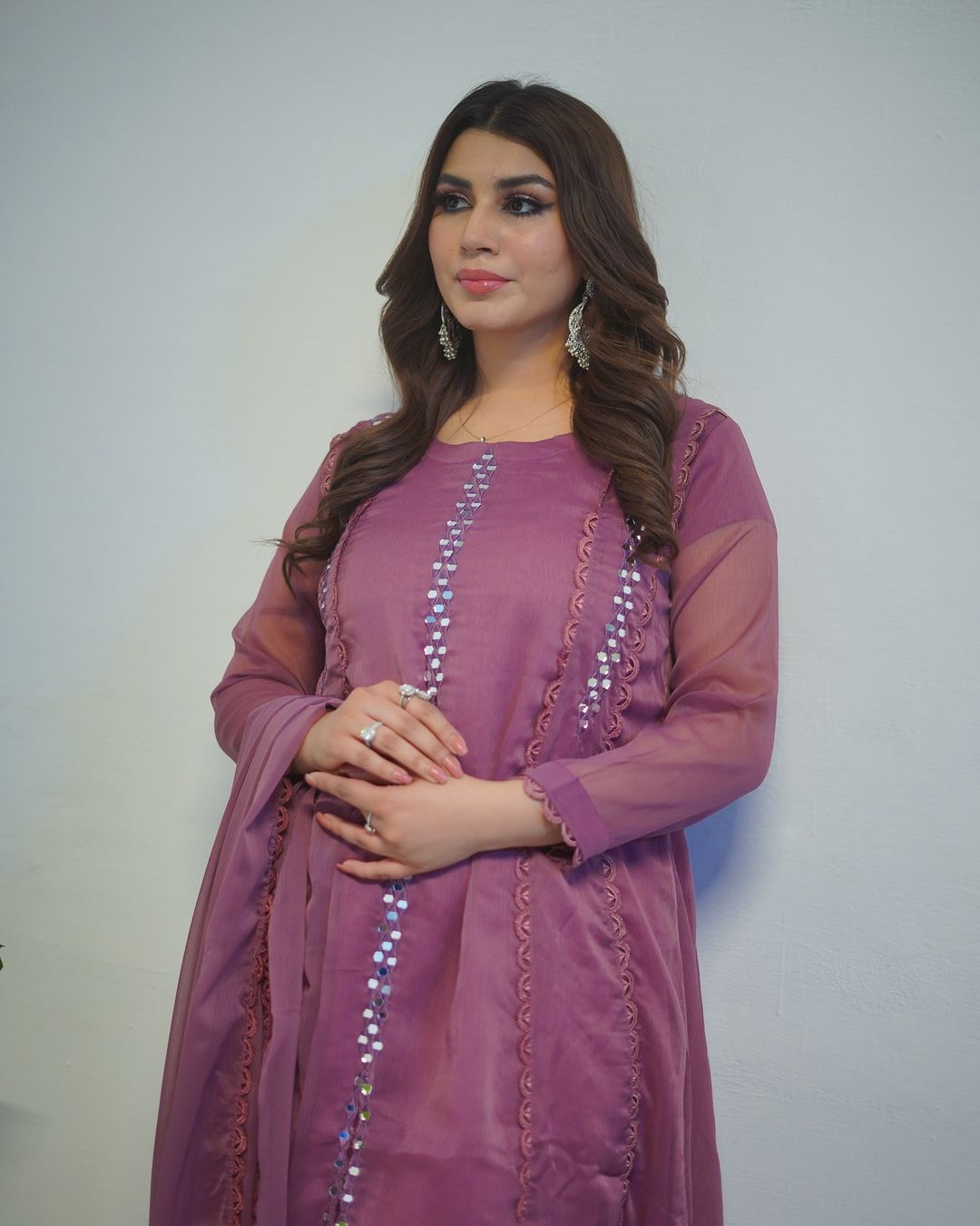 3-Piece Stitched Chiffon Maxi Dress Premium Quality