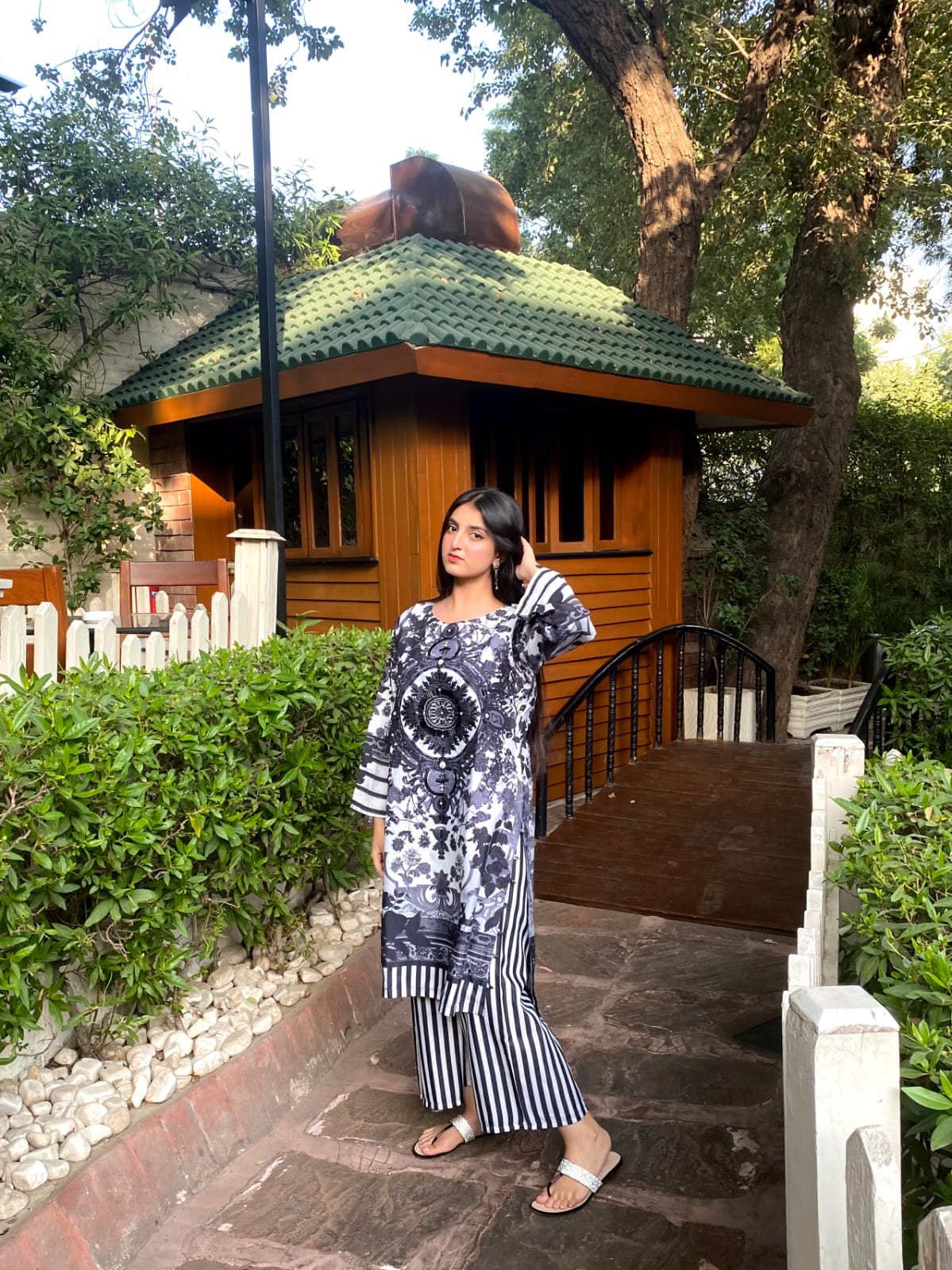 Handmade Diamond Raw Silk Digital 2-Piece Stitched Dress