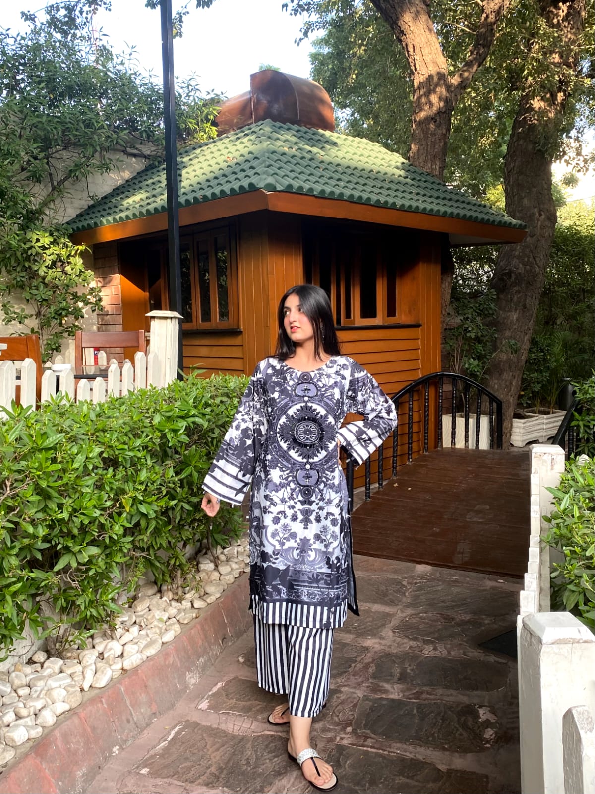 Handmade Diamond Raw Silk Digital 2-Piece Stitched Dress