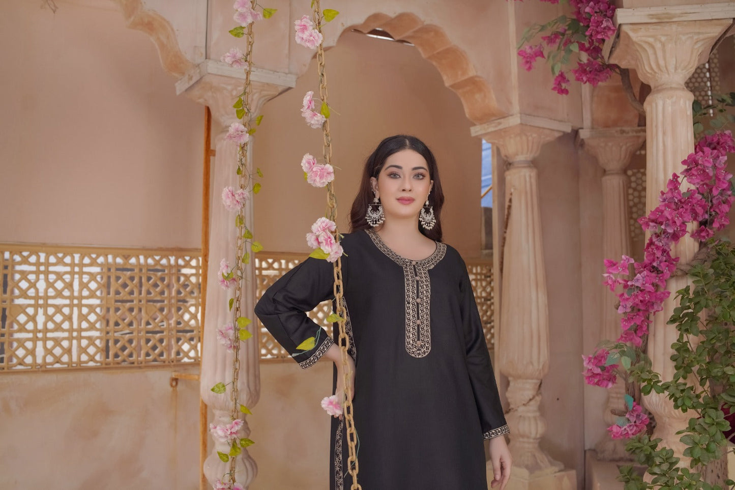 DHANAK 2-Piece Stitched Embroidered Dress Premium Quality