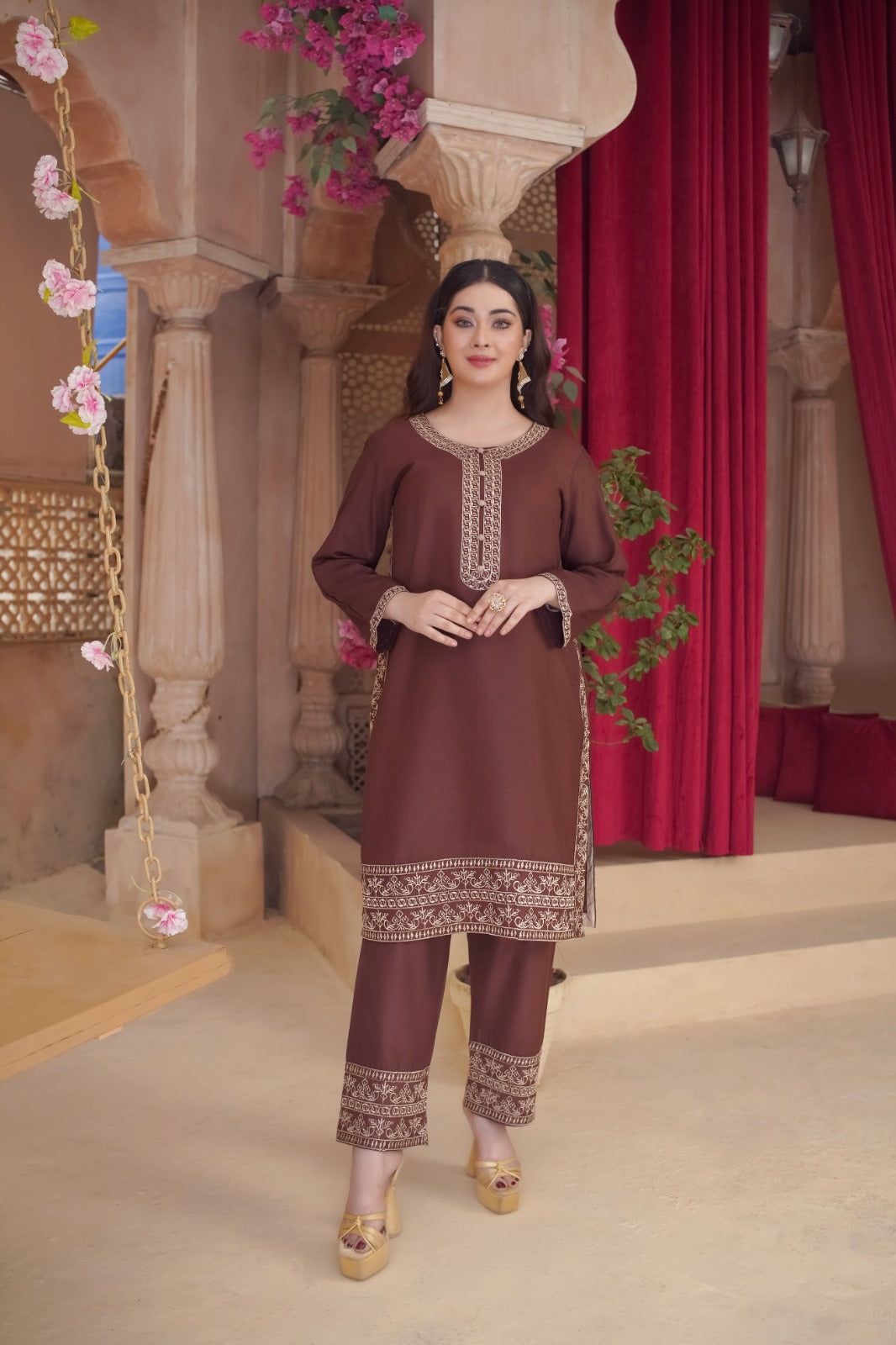 DHANAK 2-Piece Stitched Embroidered Dress Premium Quality