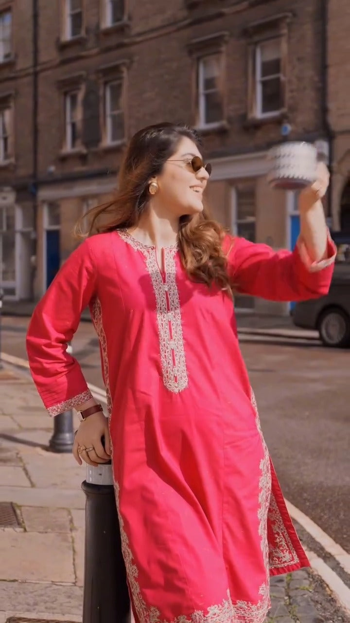 DHANAK 2-Piece Stitched Embroidered Dress Premium Quality