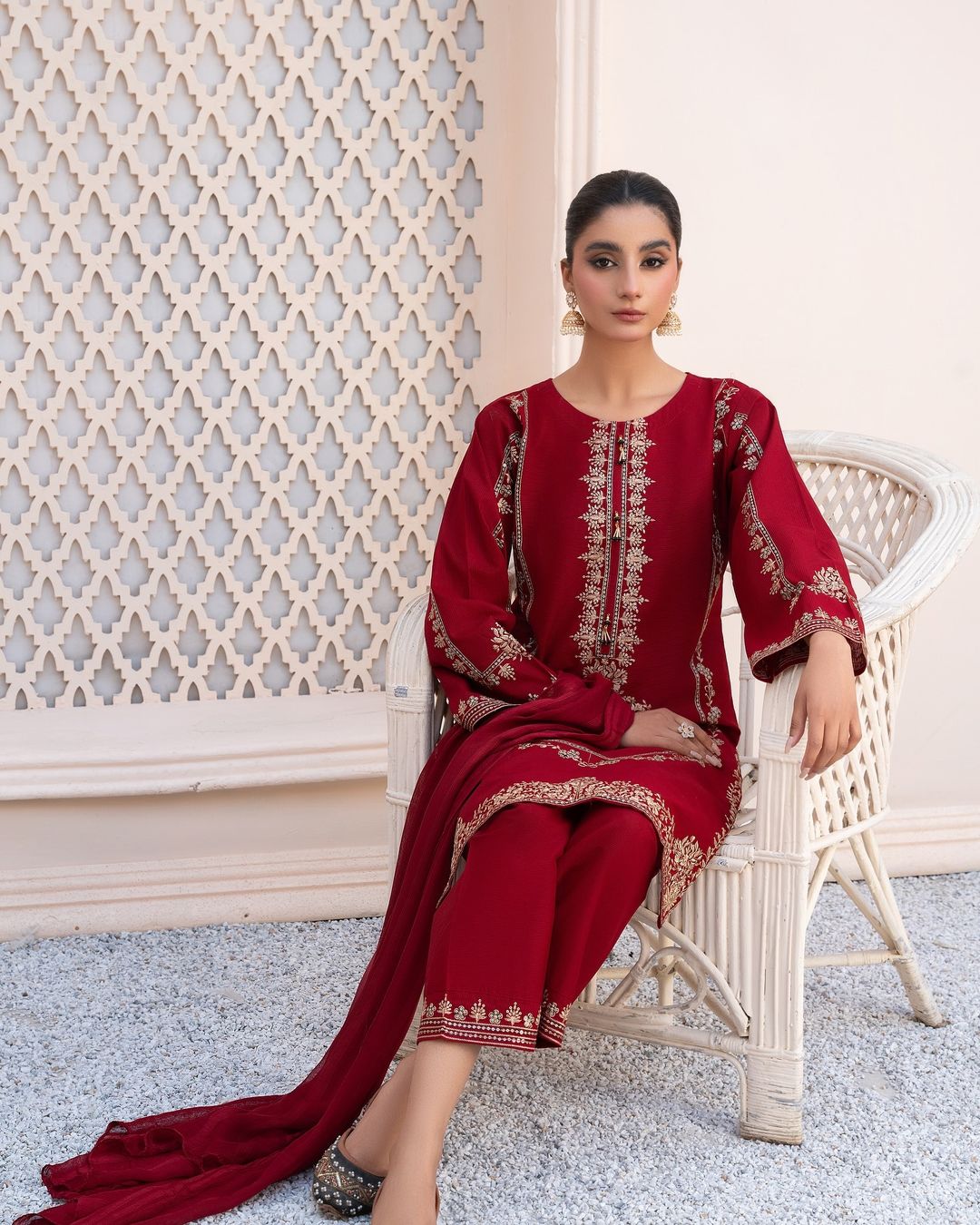 2-Piece Stitched Sequence Embroidered Dress Premium Quality SHOP ONLINE