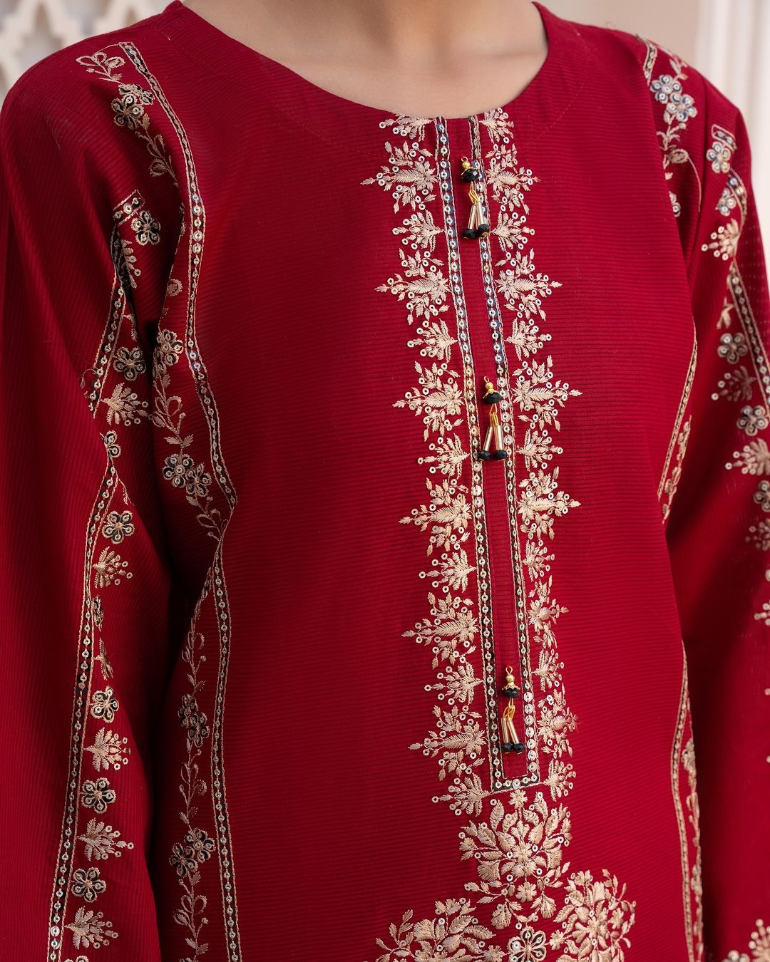 2-Piece Stitched Sequence Embroidered Dress Premium Quality SHOP ONLINE