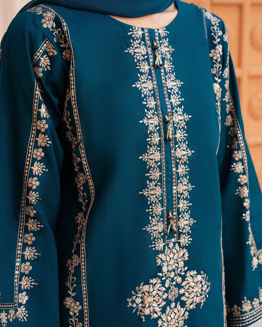 2-Piece Stitched Sequence Embroidered Dress Premium Quality SHOP ONLINE