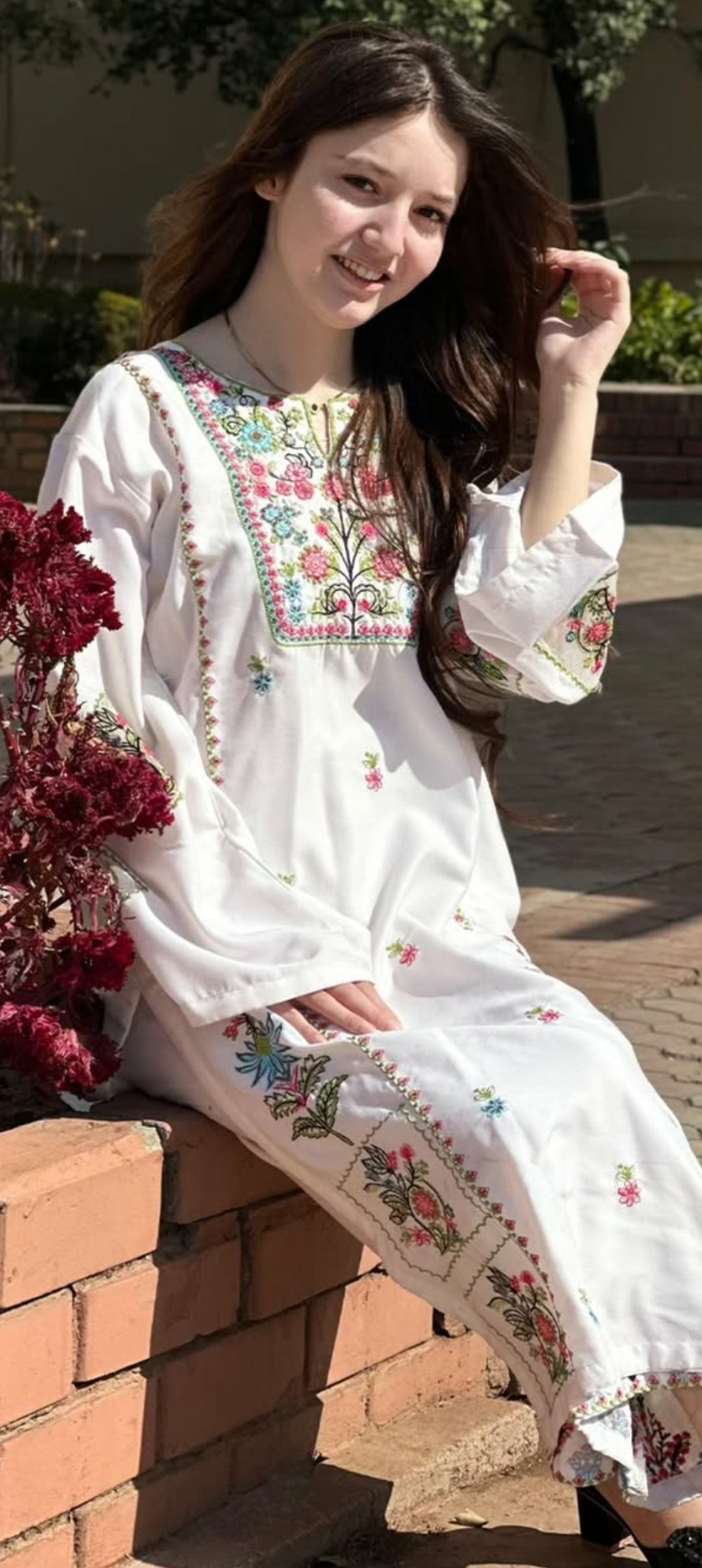 Long Length 2-Piece Stitched Embroidered Dress Premium Quality