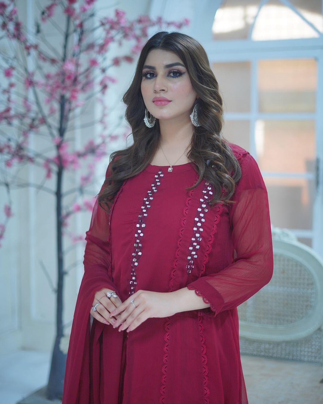 3-Piece Stitched Chiffon Maxi Dress Premium Quality