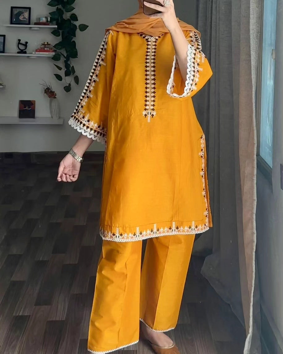 2-PIECE Stitched Multi Colour Embroidered Dress Premium Quality