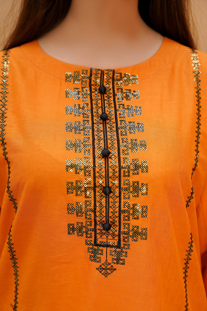 2-Piece Stitched Sequence Embroidered Dress Premium Quality