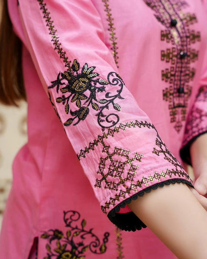 2-Piece Stitched Sequence Embroidered Dress Premium Quality