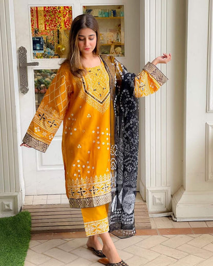 Chunri Silk 3-PIECE Stitched Dress Premium Quality