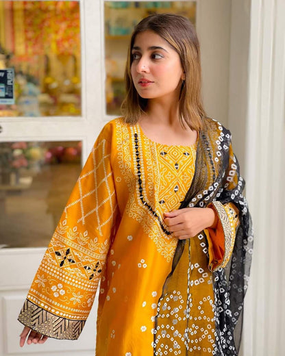 Chunri Silk 3-PIECE Stitched Dress Premium Quality