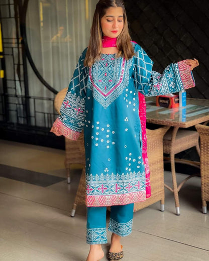 Chunri Silk 3-PIECE Stitched Dress Premium Quality
