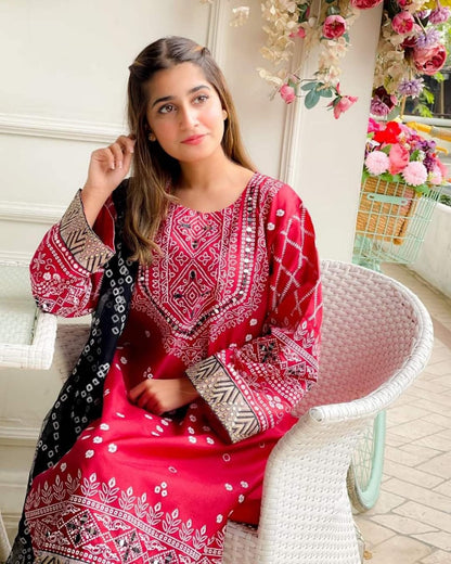Chunri Silk 3-PIECE Stitched Dress Premium Quality