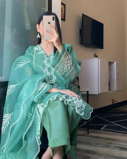 3-Piece Stitched CutWork & Embroidered Dress Premium Quality SHOP ONLINE