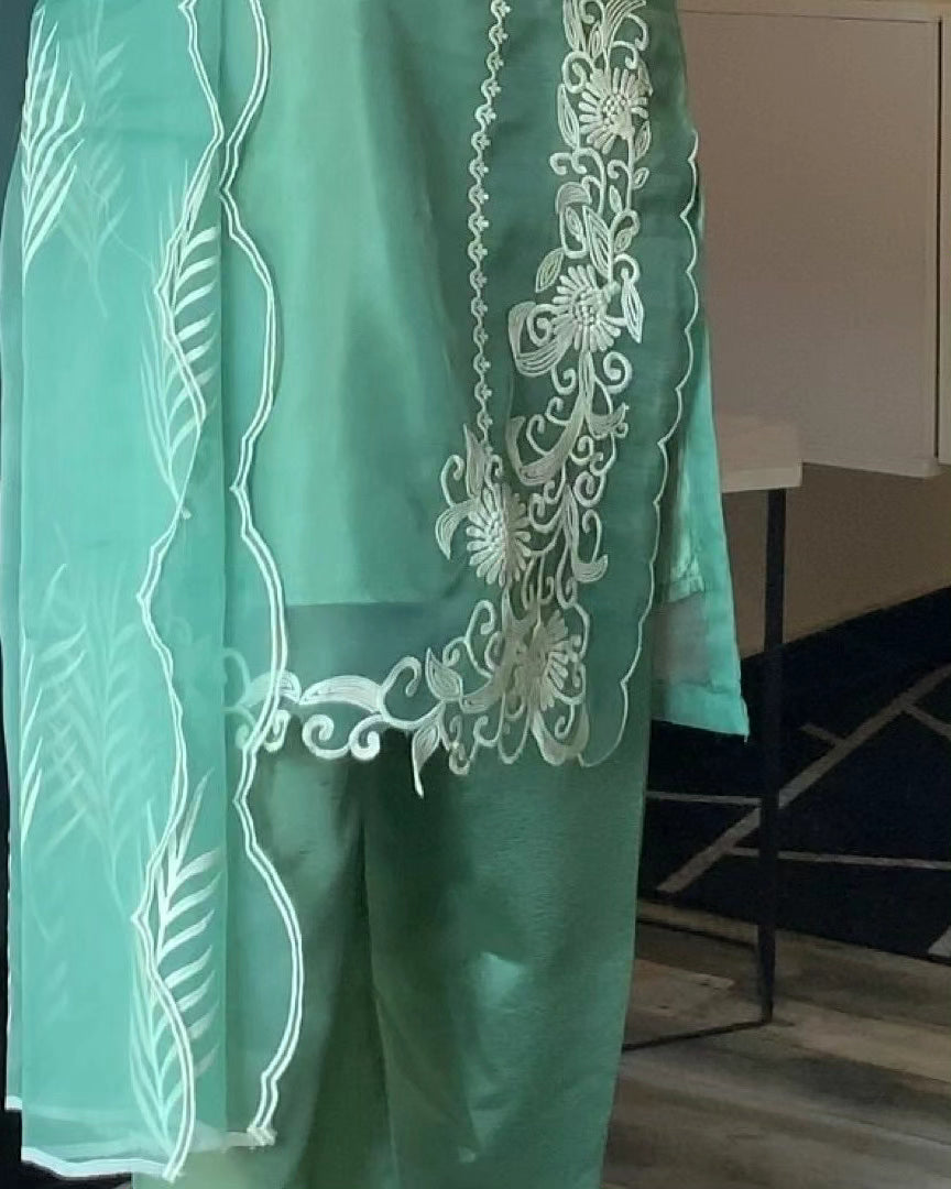 3-Piece Stitched CutWork & Embroidered Dress Premium Quality SHOP ONLINE