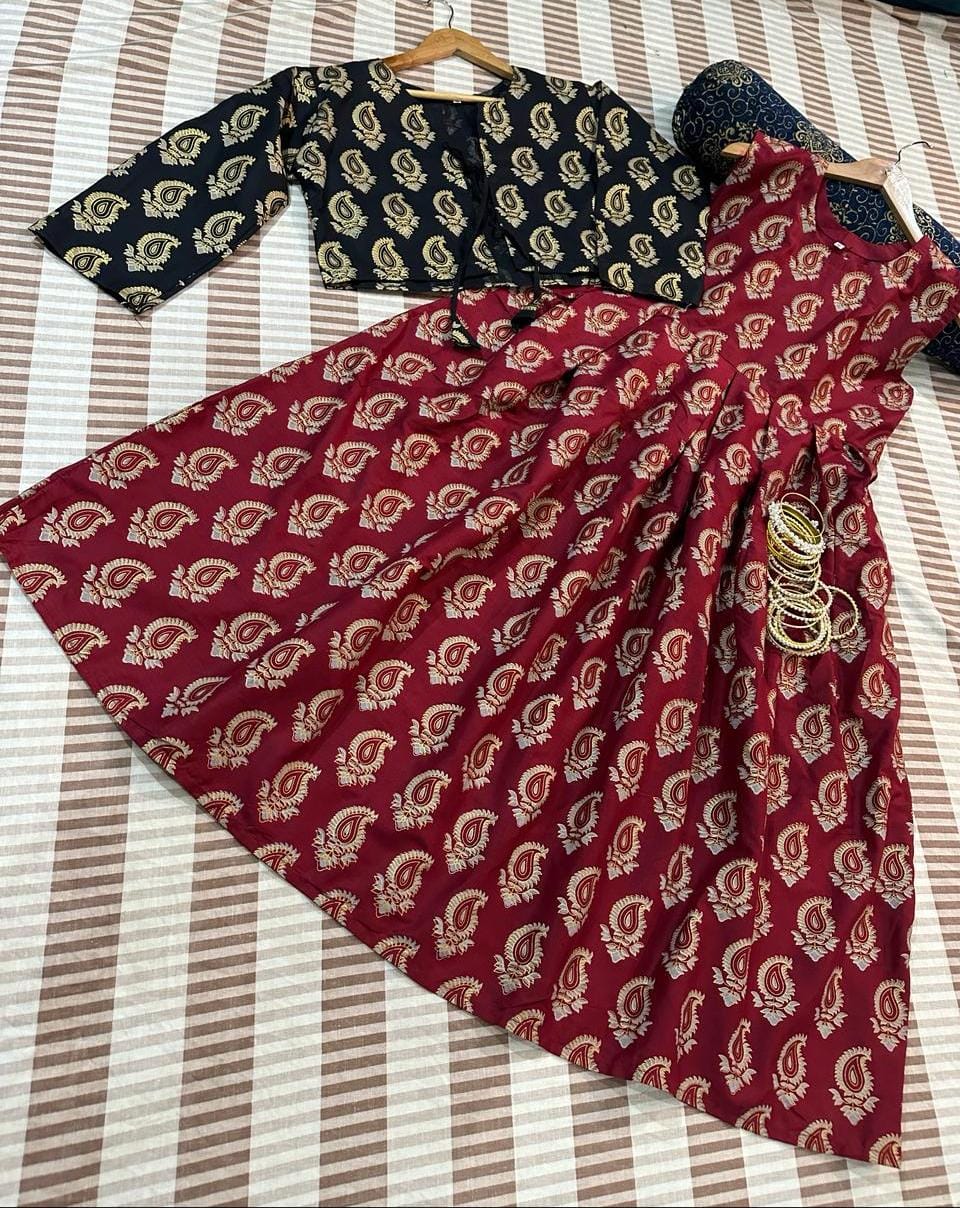 2-Piece Stitched Maxi With Koti Dress Premium Quality