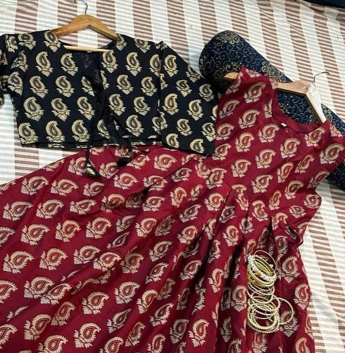 2-Piece Stitched Maxi With Koti Dress Premium Quality