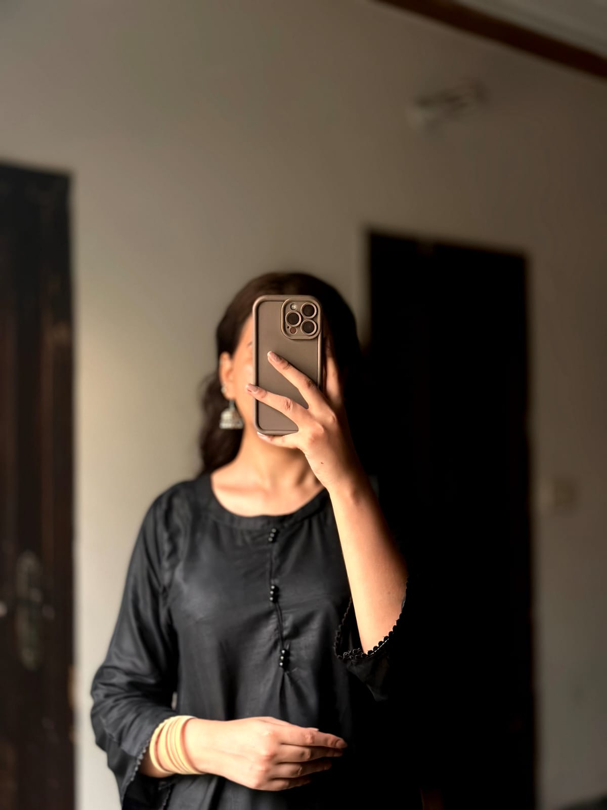 Black Plain Dress 2-Piece Stitched