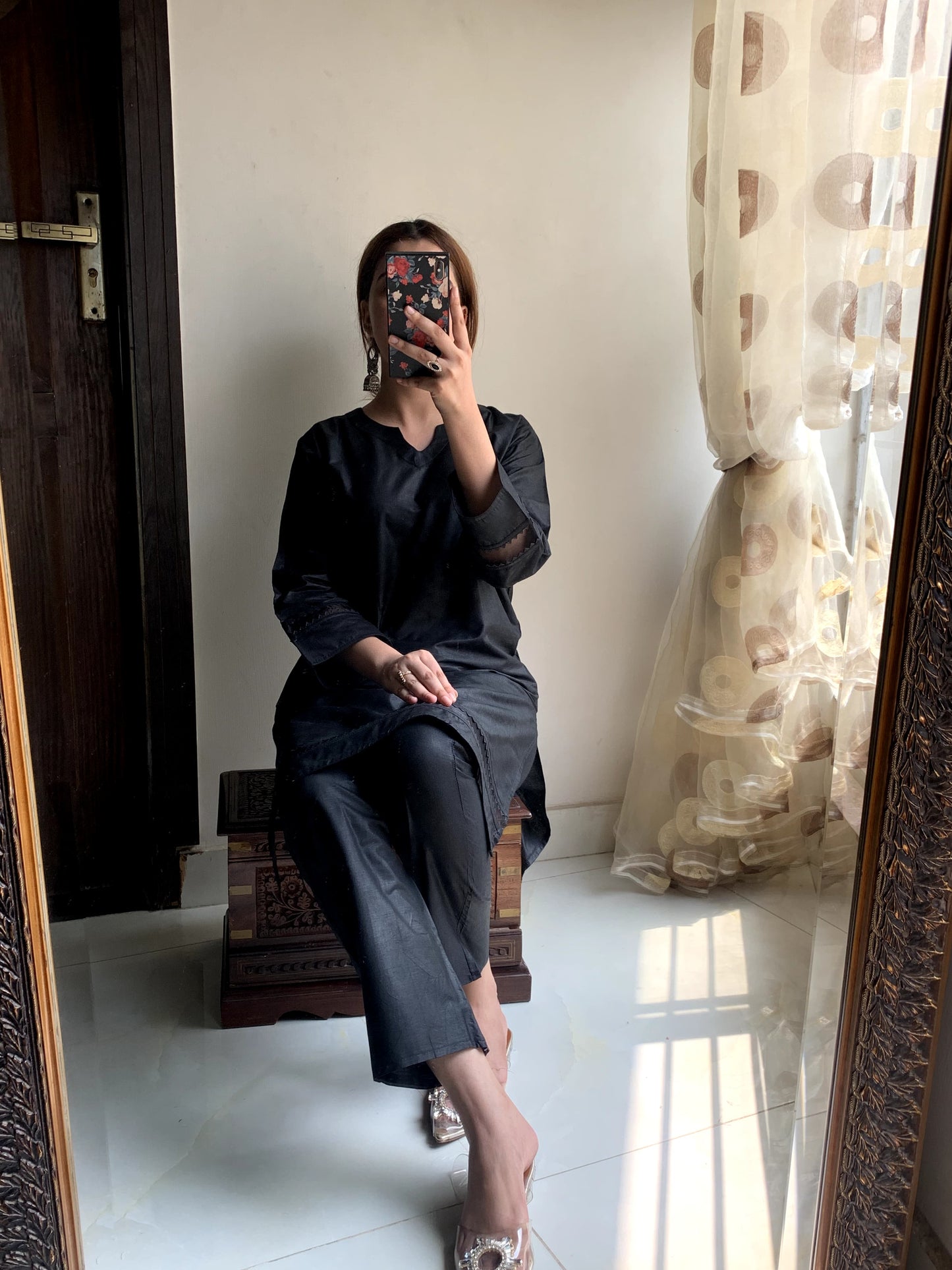 Plain Black 2-Piece Stitched Dress Premium Quality