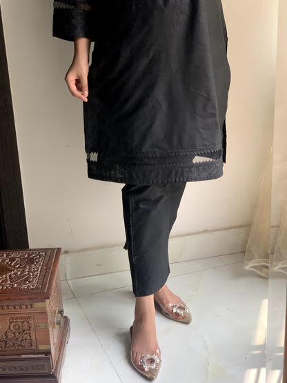 Plain Black 2-Piece Stitched Dress Premium Quality