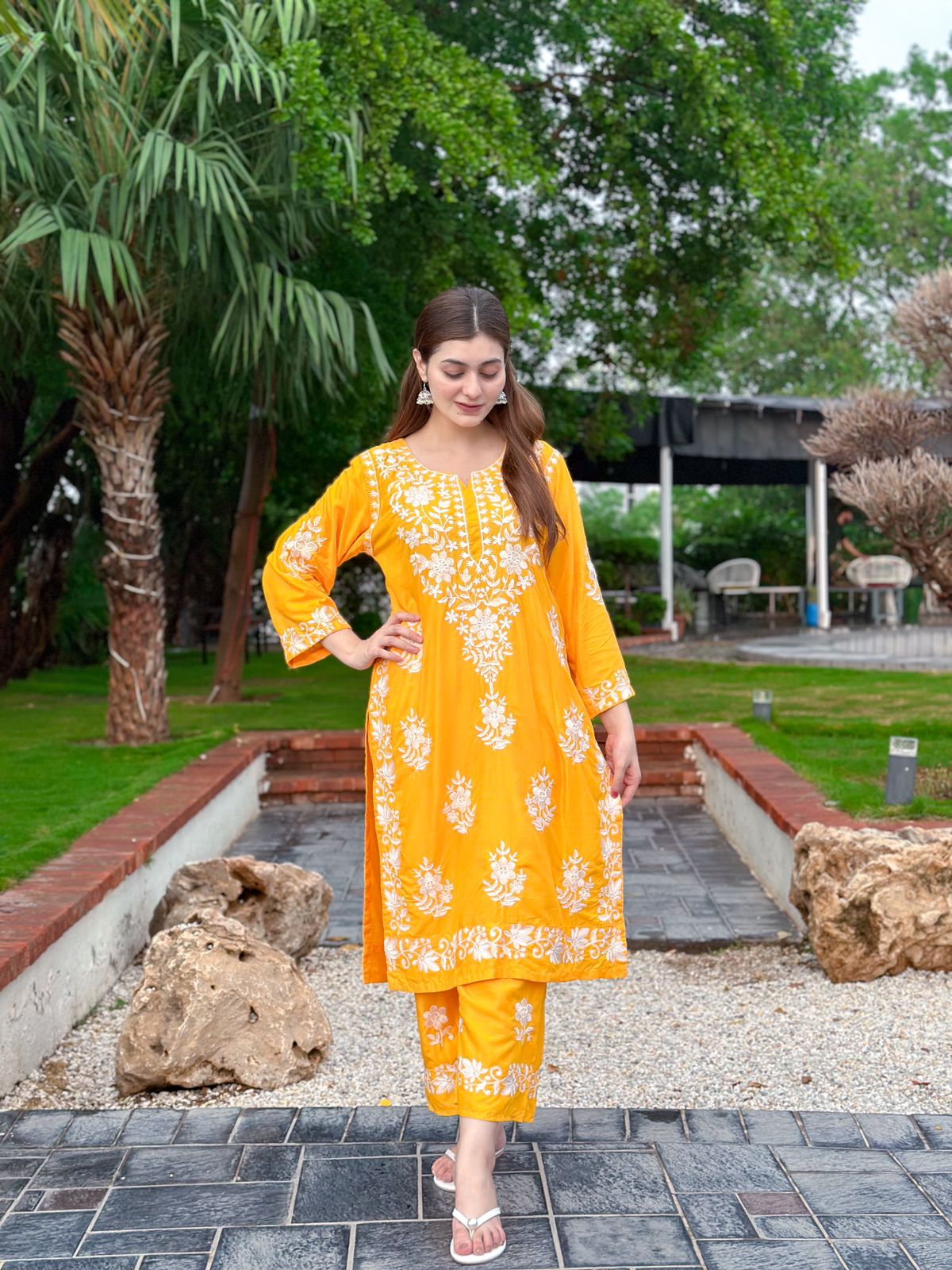 Indian Chicken Kari Long Length 2-Piece Stitched Dress Premium Quality