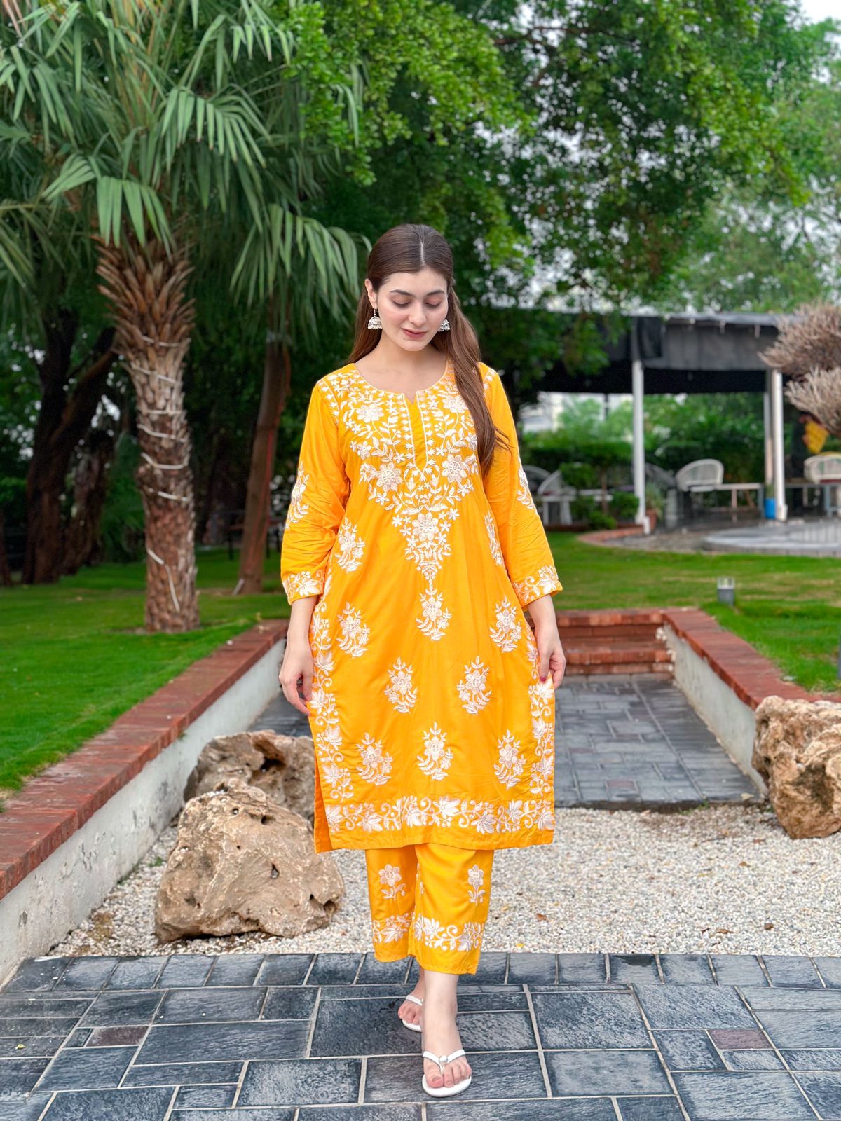 Indian Chicken Kari Long Length 2-Piece Stitched Dress Premium Quality