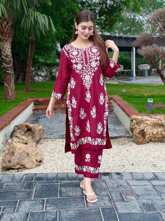 Indian Chicken Kari Long Length 2-Piece Stitched Dress Premium Quality