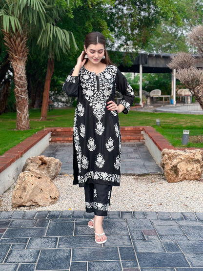 Indian Chicken Kari Long Length 2-Piece Stitched Dress Premium Quality