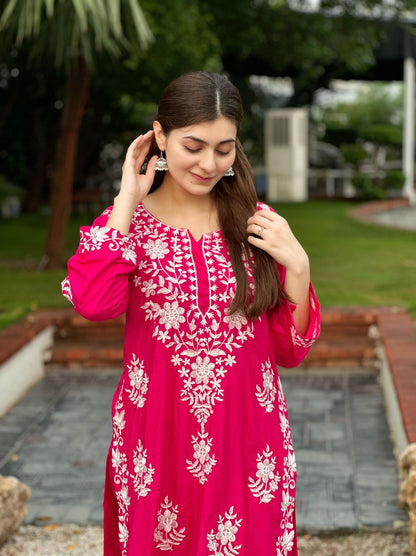 Indian Chicken Kari Long Length 2-Piece Stitched Dress Premium Quality