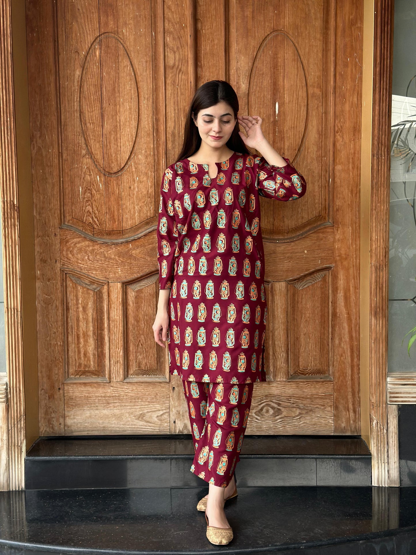 Lal-Tain Printed 2-PIECE Stitched Dress Premium Quality