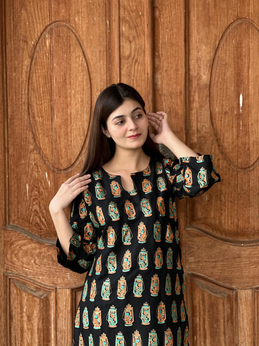 Lal-Tain Printed 2-PIECE Stitched Dress Premium Quality