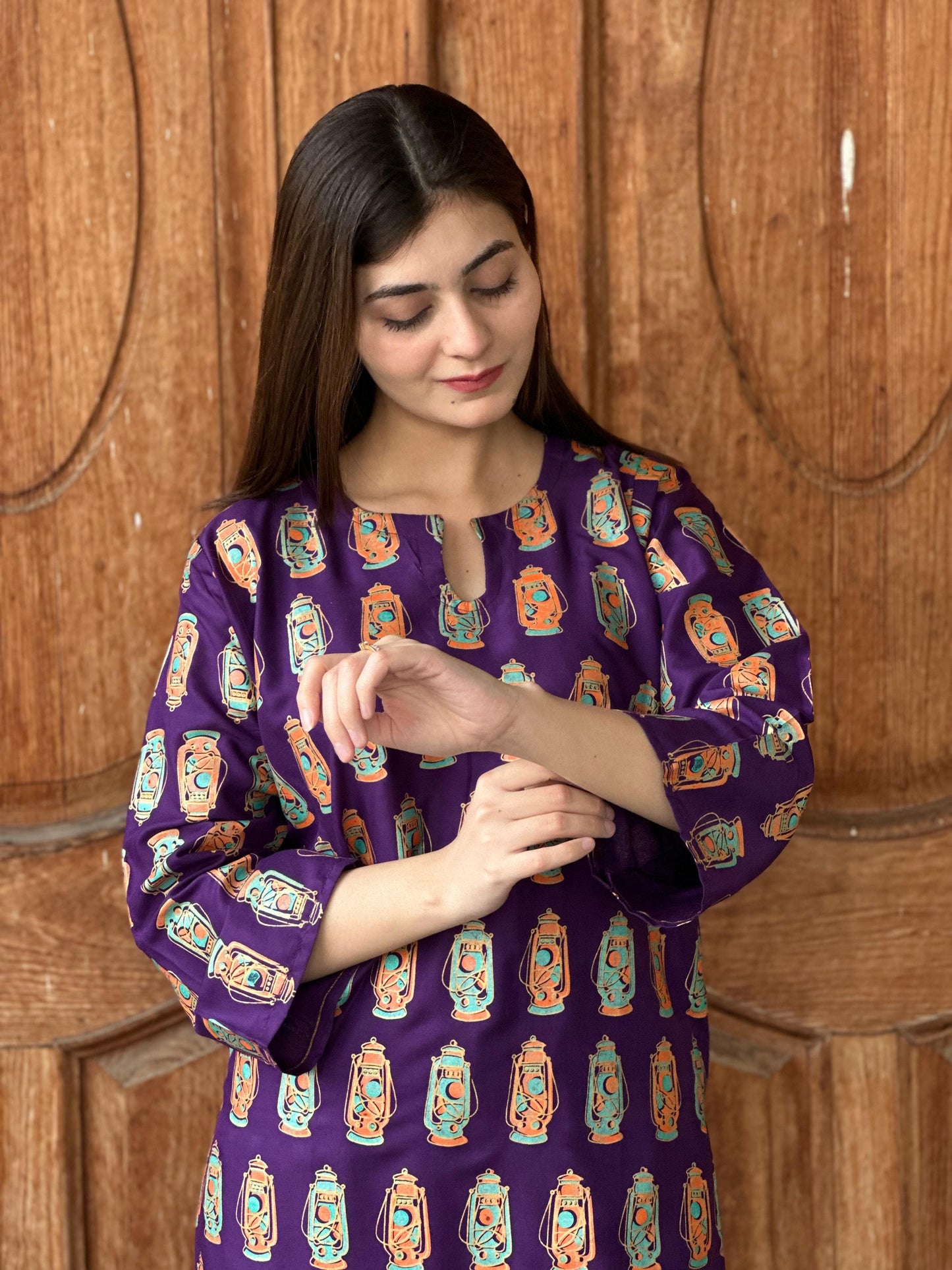 Lal-Tain Printed 2-PIECE Stitched Dress Premium Quality