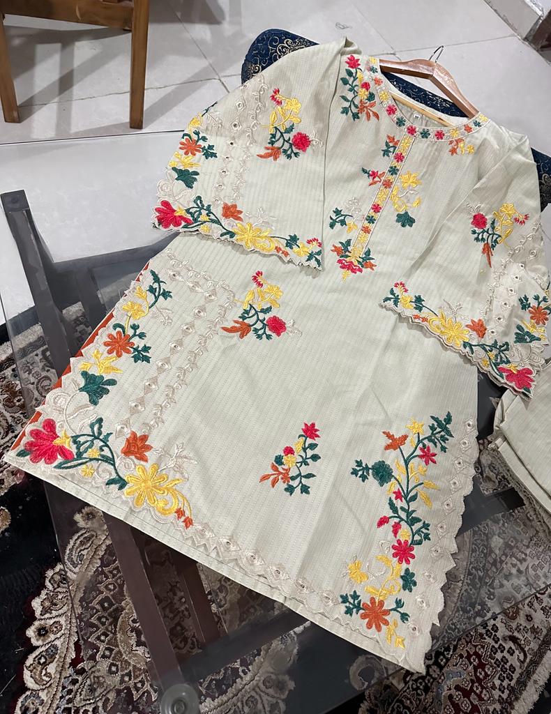 Khadi Net Long Length 2-Piece Stitched Dress Premium Quality