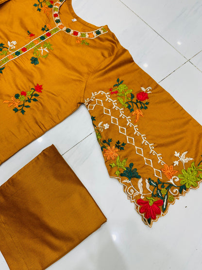 Khadi Net Long Length 2-Piece Stitched Dress Premium Quality