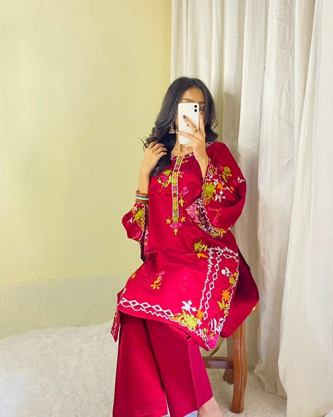 Khadi Net Long Length 2-Piece Stitched Dress Premium Quality