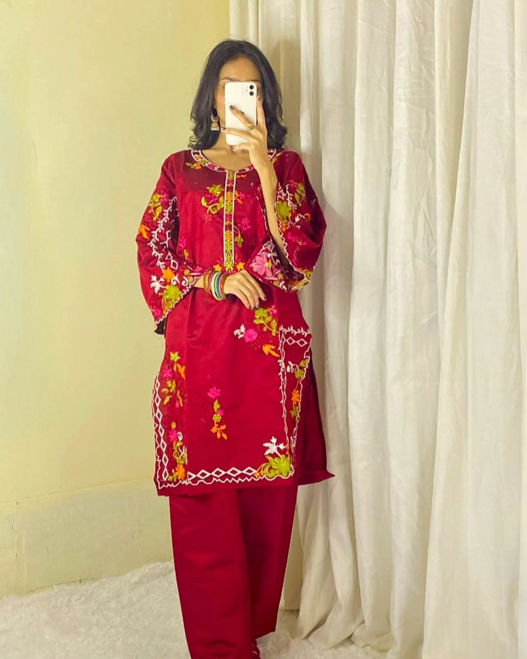 Khadi Net Long Length 2-Piece Stitched Dress Premium Quality