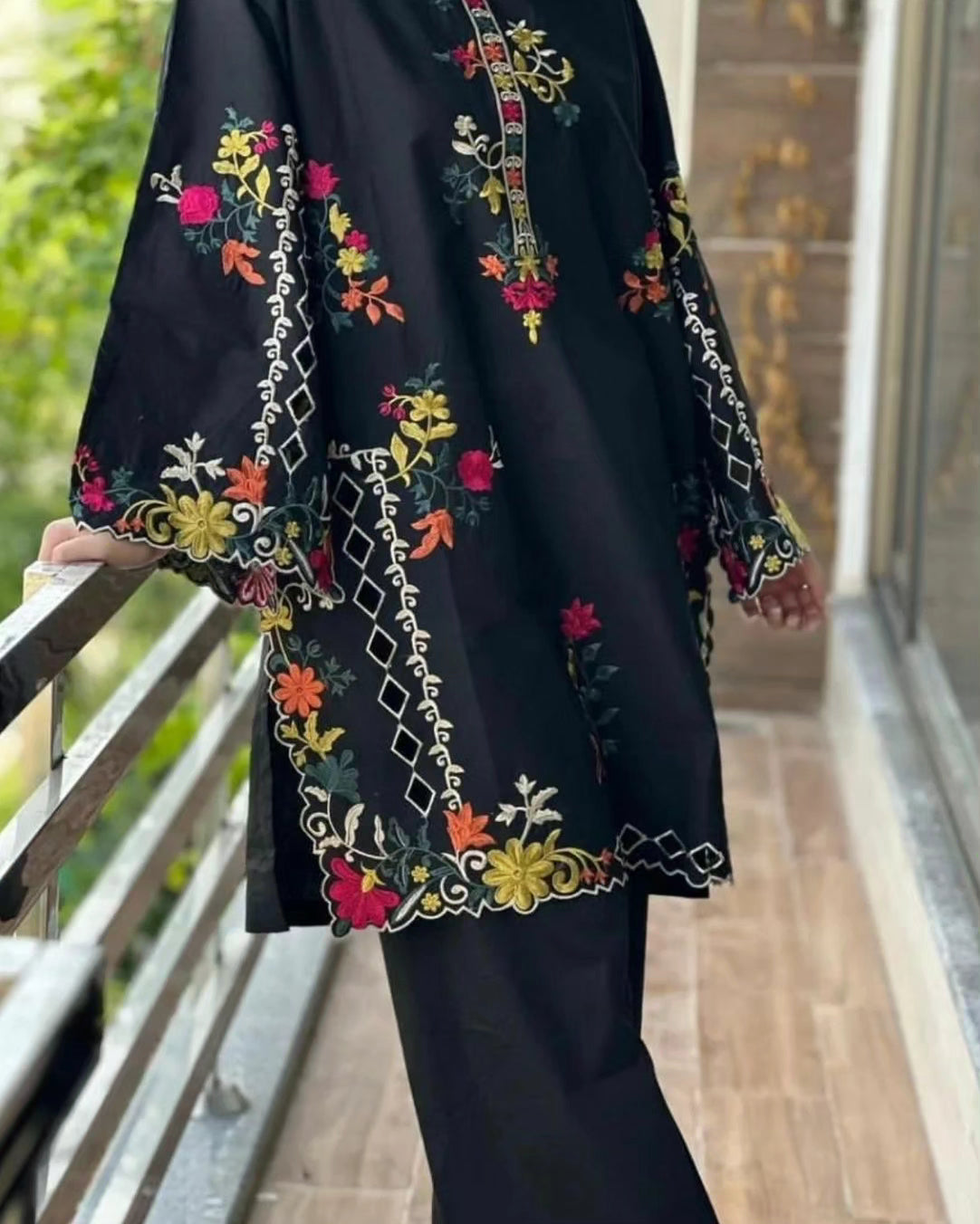 Khadi Net Long Length 2-Piece Stitched Dress Premium Quality