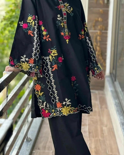 Khadi Net Long Length 2-Piece Stitched Dress Premium Quality