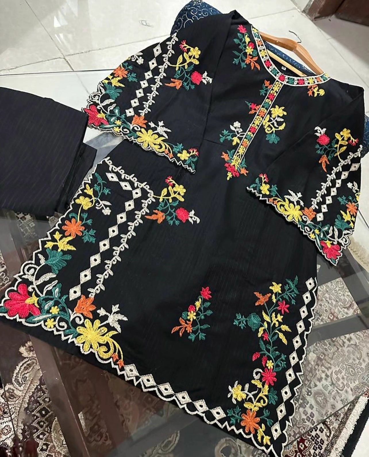 Khadi Net Long Length 2-Piece Stitched Dress Premium Quality
