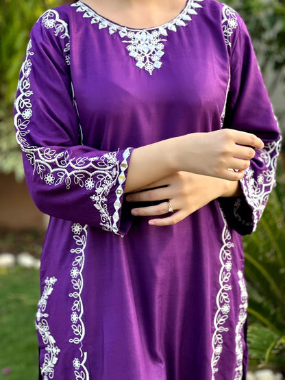 2-Piece Stitched Embroidered Dress Premium Quality